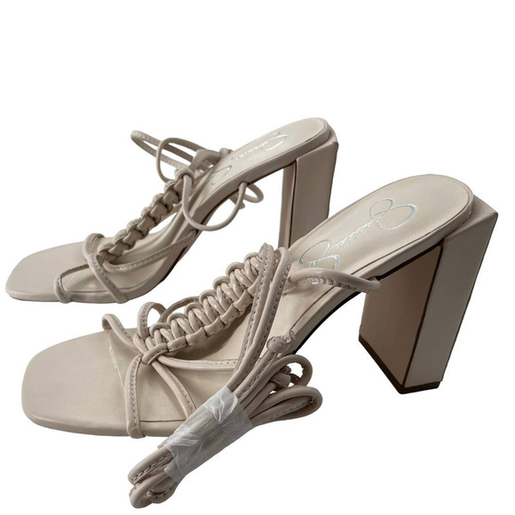 Jessica SIMPSON MAENA LEATHER STRAPPY ANKLE WRAP SANDALS - Picture 5 of 7